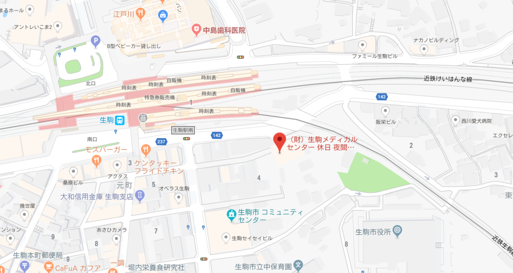 生駒メディカルセンター　地図